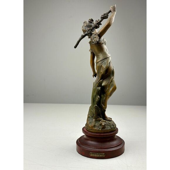 Antique L & F Moreau Chemin des Fleurs Spelter Bronze Woman Sculpture France - Picture 4 of 14
